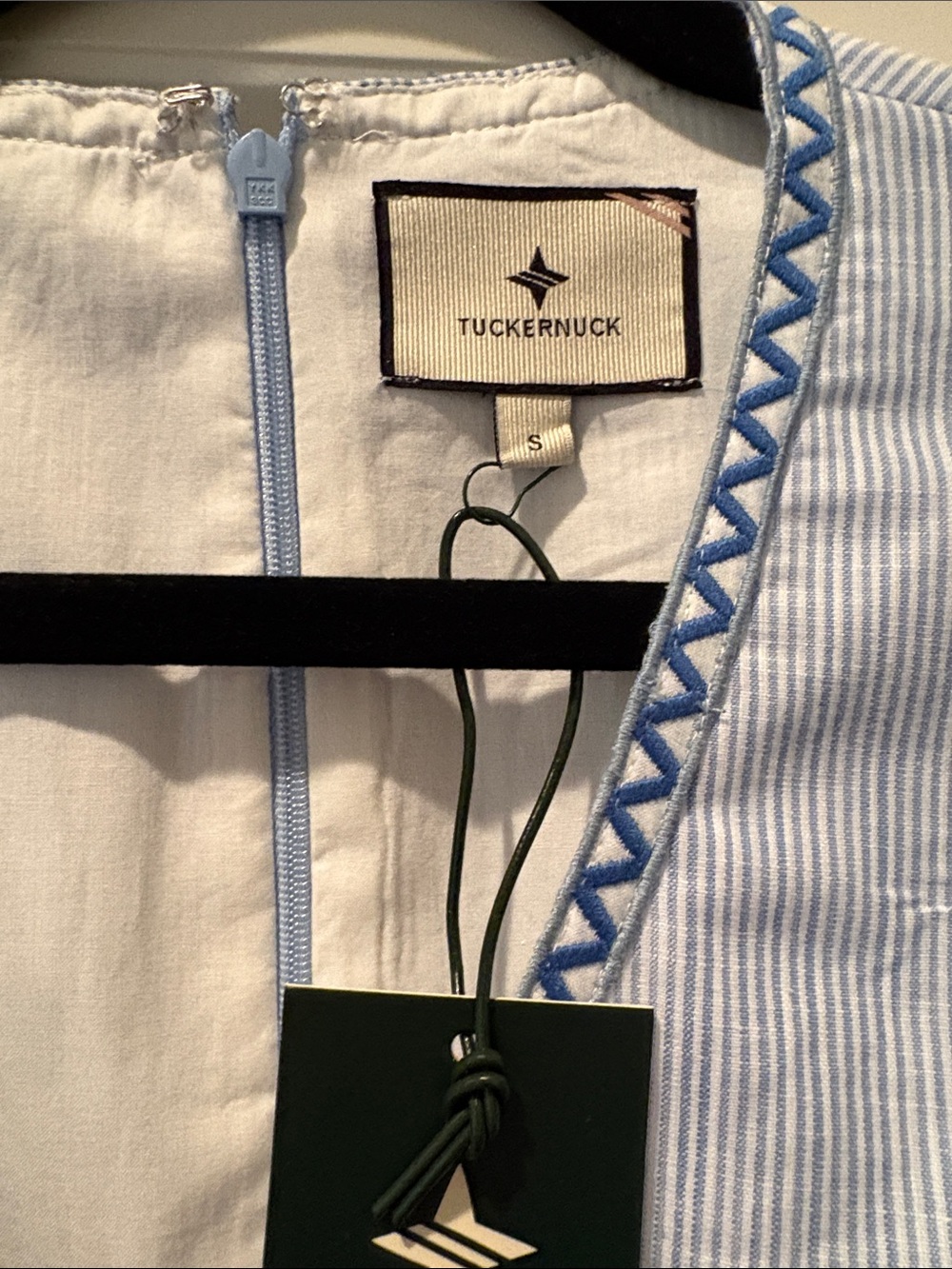 Tuckernuck Light Blue Chambray Maxi Dress with Pom Pom Trim - Picture 7 of 7
